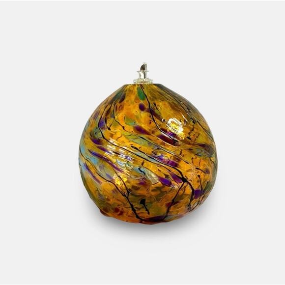 Art Glass Oil Lamp - Picture 1 of 4